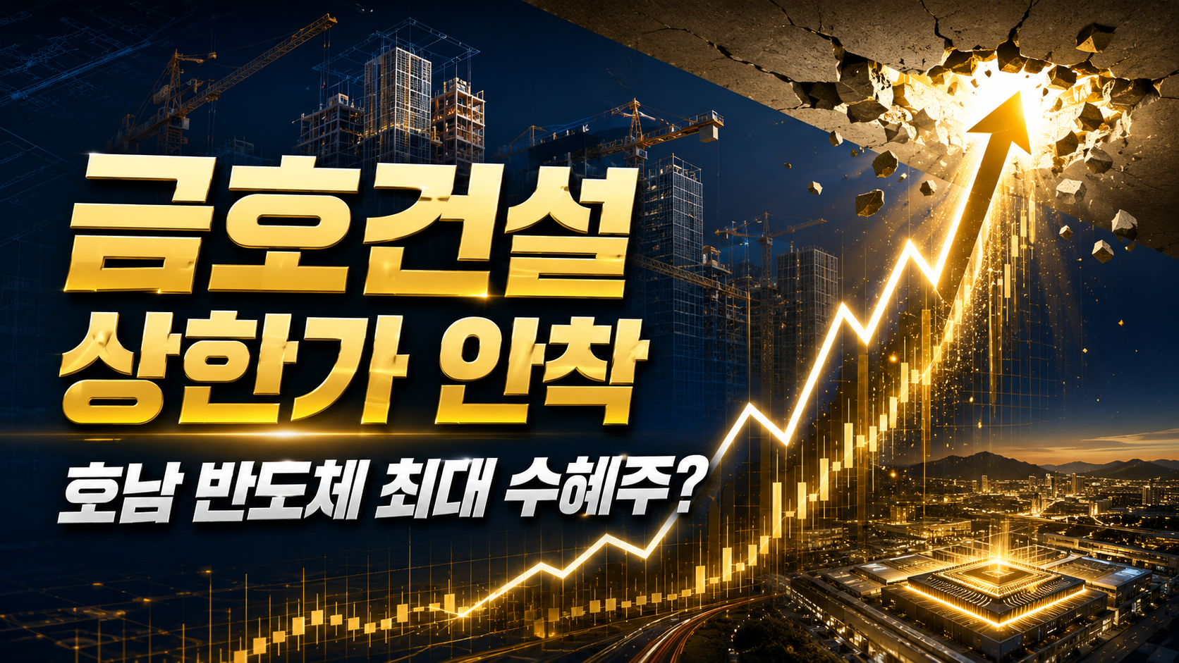 금호건설 상한가 안착! '호남 반도체' 수혜주 등극, 내일 시초가 대응 전략